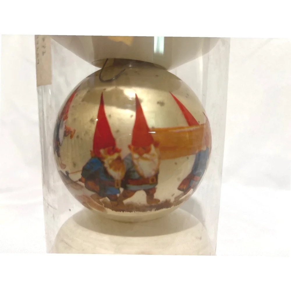 Vintage 1976 The Gnomes Collection American Greeting Glass Christmas Ornament 3